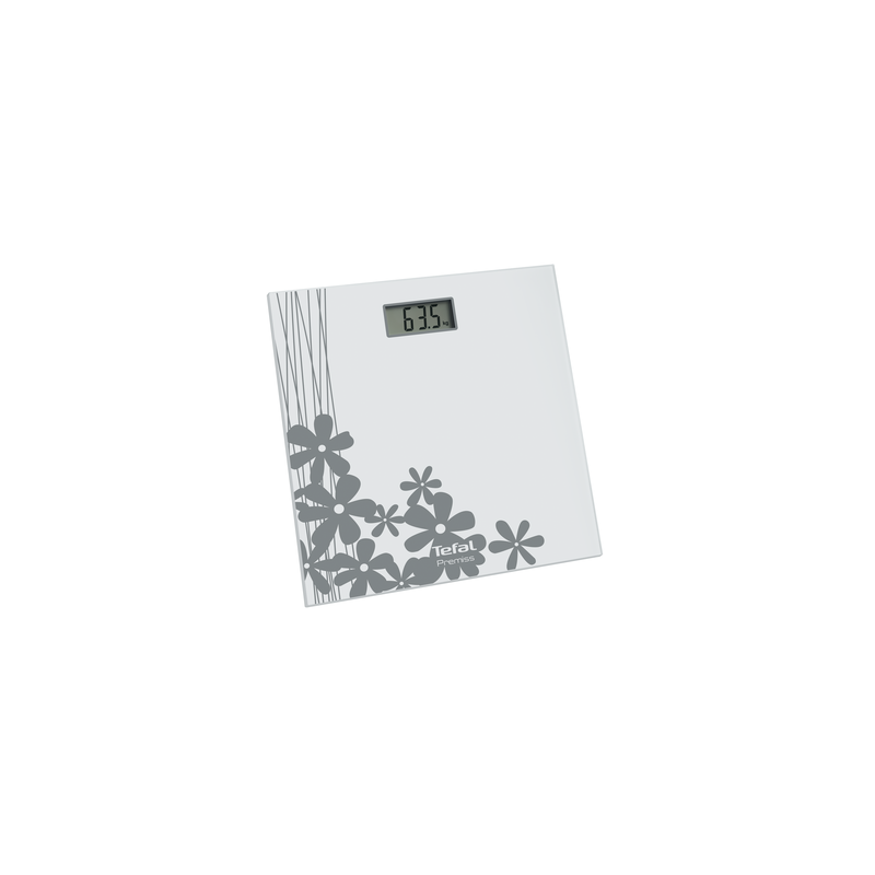 Весы TEFAL/ электронные, 150 кг, Белый с декором из серебристых цветов