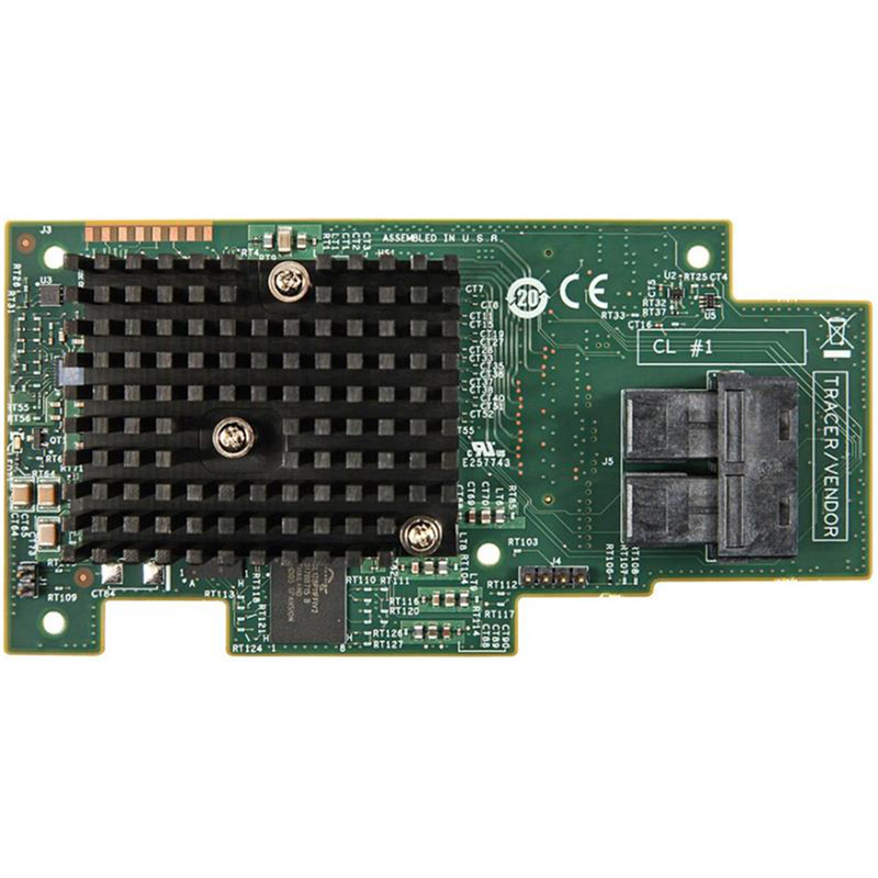 Intel Integrated RAID Module RMS3CC080, with dual core LSI3108 ROC, 12 Gb/s, 8 internal port SAS 3.0 mezzanine card, RAID levels 0,1,5,6,10.50.60, PCIe x8 Gen3, optional Maintenance Free Backup Unit (AXXRMFBU5). no cables