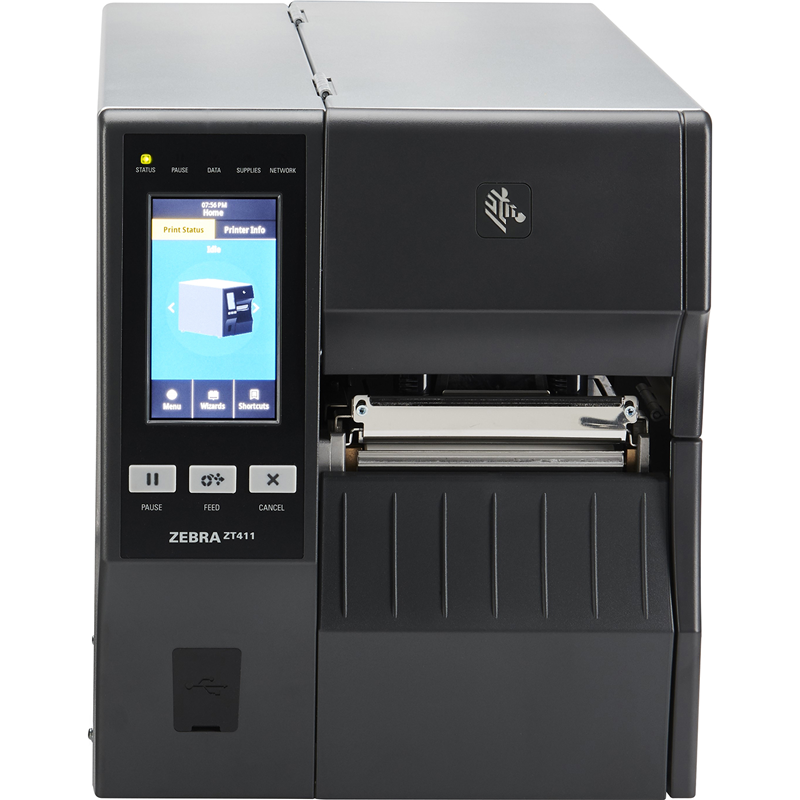 Принтер этикеток коммерческий TT ZT411/ TT Printer ZT411; 4", 203 dpi, Euro and UK cord, Serial, USB, 10/100 Ethernet, Bluetooth 4.1/MFi, USB Host, EZPL