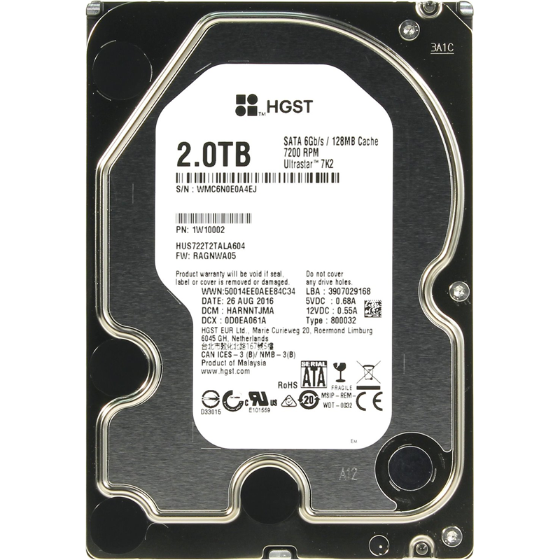 Жесткий диск/ HDD WD SATA Server 2Tb 3.5" 7200 6Gb/s 128Mb 1 year ocs (replacement ST2000NM000B)