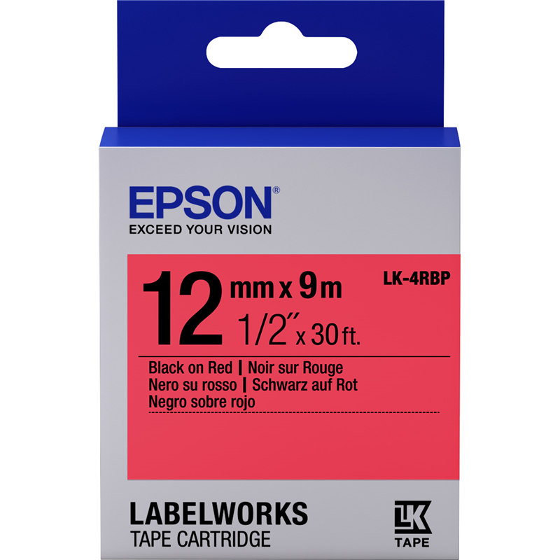 Epson Tape LK-4RBP Pastel Blk/Red 12/9
