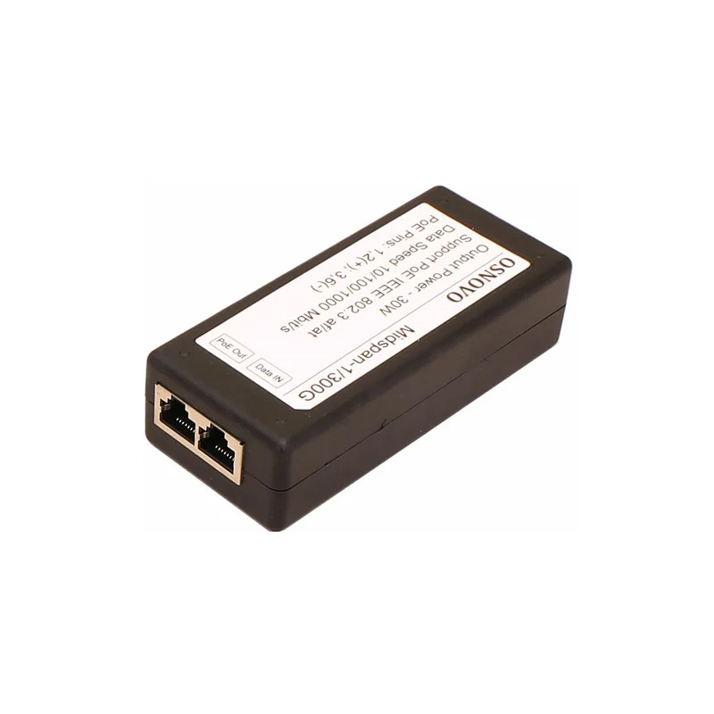 PoE-инжектор Gigabit Ethernet на 1 порт, мощность PoE - до 30W
