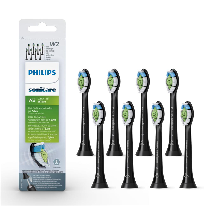 Зубная щетка Philips/ Стандартные насадки для звуковой зубной щетки Philips Sonicare W2 Optimal White , 8 шт. в упаковке
