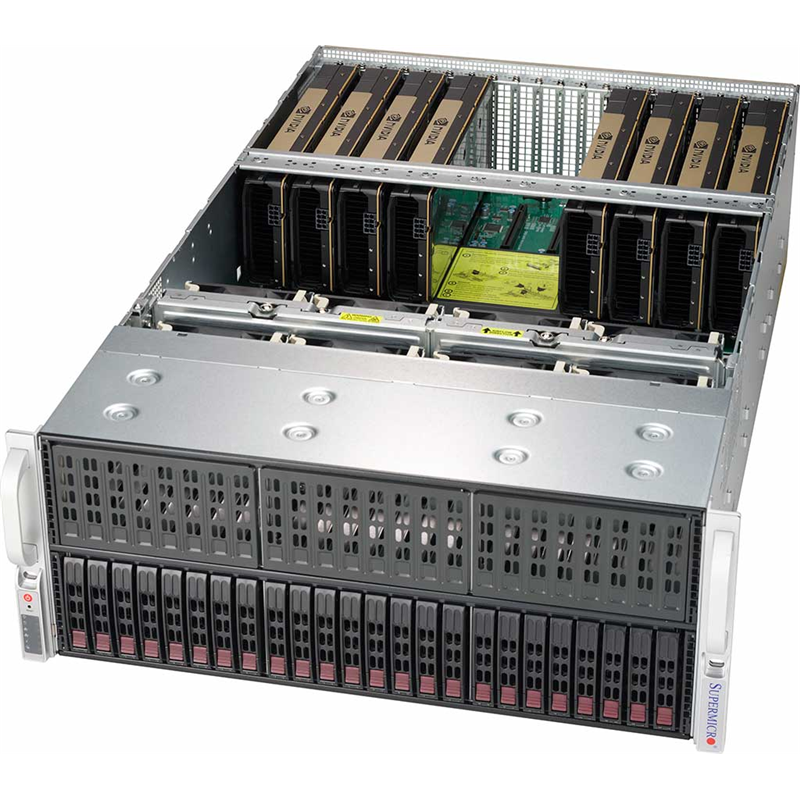 Supermicro GPU SERVER SYS-4029GP-TRT2 (X11DPG-OT, 418GTS-R3200) ( LGA 3647, 24xDDR4 Up to 6TB ECC 3DS LRDIMM, 24x2.5", 11 PCI-E 3.0 x16 (FHFL) slots, 1 PCI-E 3.0 x8 (FHFL) slots, 2x 10GBase-T LAN ports via Intel C622, 2000W Redundant Power)