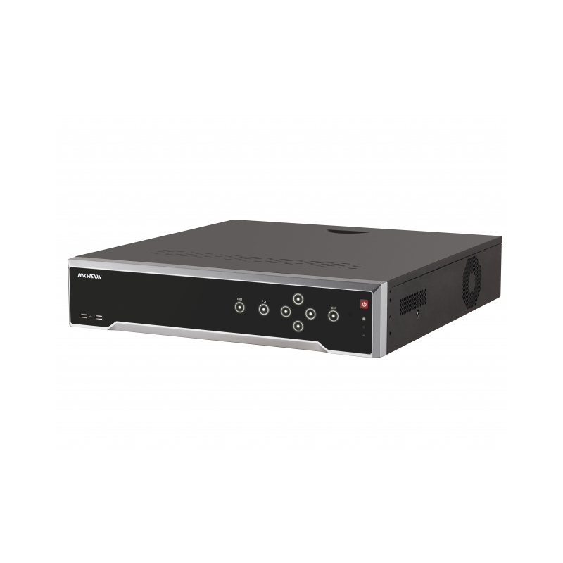 32-х канальный IP-видеорегистратор, Видеовход: 32 канала; аудиовход: двустороннее аудио 1 канал RCA; видеовыход: 1 VGA до 1080Р, 2 HDMI до 4К, 1 CVBS; аудиовыход: 1 канал RCA.