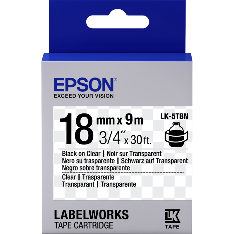 Epson Tape LK-5TBN Clear Blk/Clear 18/9