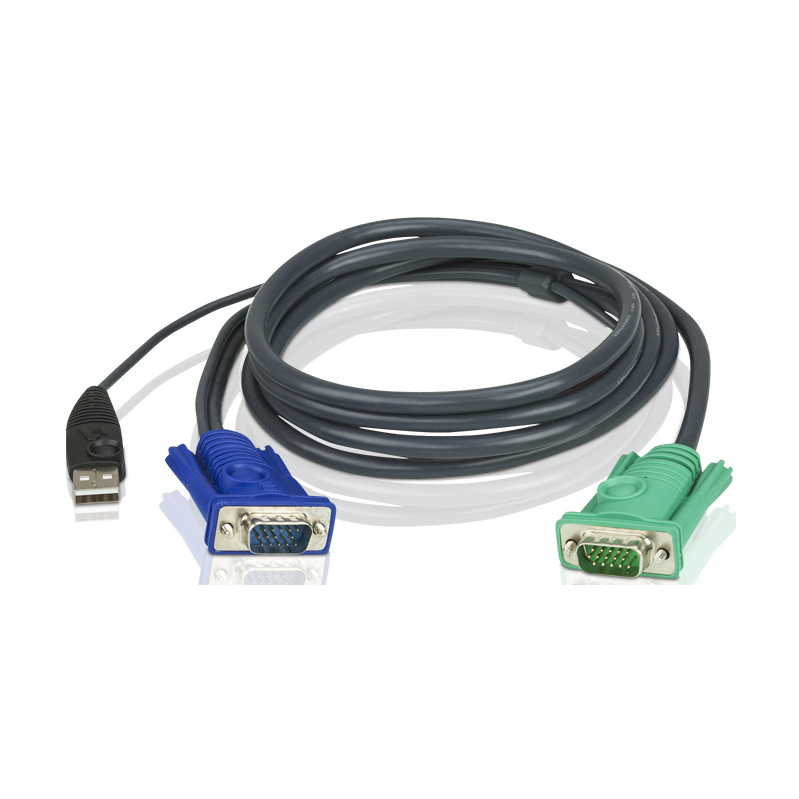 Кабель KVM USB "гидра" 1.8м SHD15M/USB A(M)--SPHD15M(G)/ATEN/2L-5202U / CABLE HD15M/USB A(M)--SPHD15M 1.8m/ CABLE HD15M/USB A(M)--SPHD15M 1.8m
