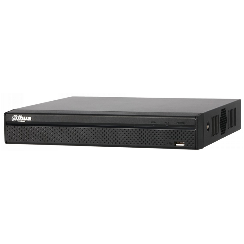 16-канальный IP видеорегистратор, Запись: H.265/H.264, до 8Мп, до 80Mb/s; Видеовыходы: 1 HDMI, 1 VGA; Сеть:  RJ-45 port (10/100Mbps); Хранение:  1 SATA HDD до 6TB; Интерфейсы: 2 xUSB; Размеры: Compact 1U; DC12V