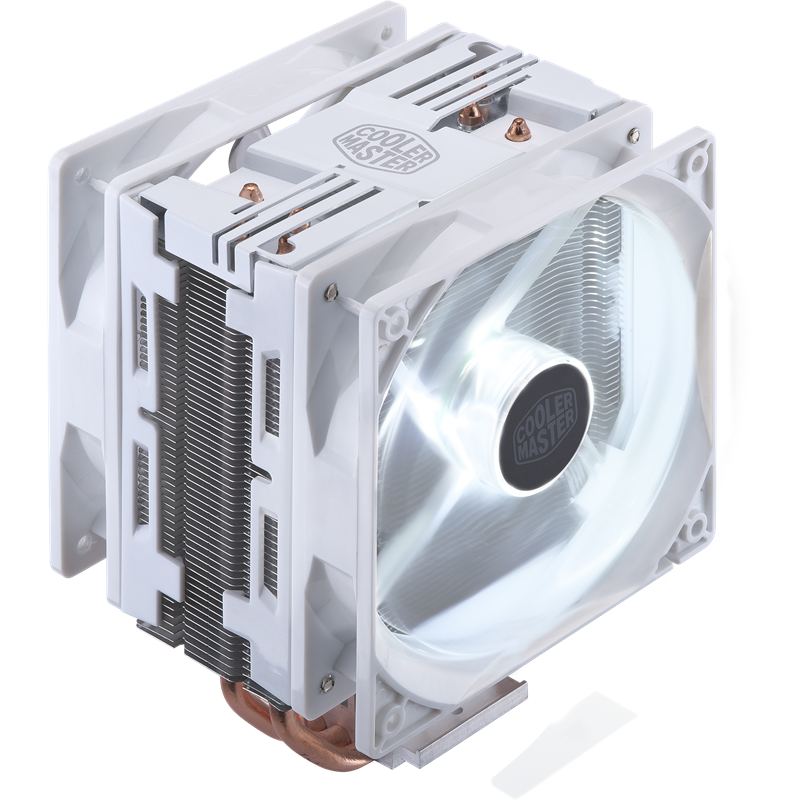 Cooler Master Hyper 212 LED Turbo White Edition (160W, 4-pin, 160mm, tower, Al/Cu, white LED, fans: 2x120mm/66.3CFM/31dBA/1600rpm, 2066/2011-v3/2011/1366/1200/115x/AM4/AM3+/AM3/AM2+/AM2/FM2+/FM2/FM1)