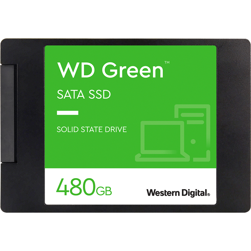 Твердотельные накопители/ WD SSD Green, 480GB, 2.5" 7mm, SATA3, 3D TLC, R/W 545/н.д., IOPs н.д./н.д., TBW н.д., DWPD н.д. (12 мес.)
