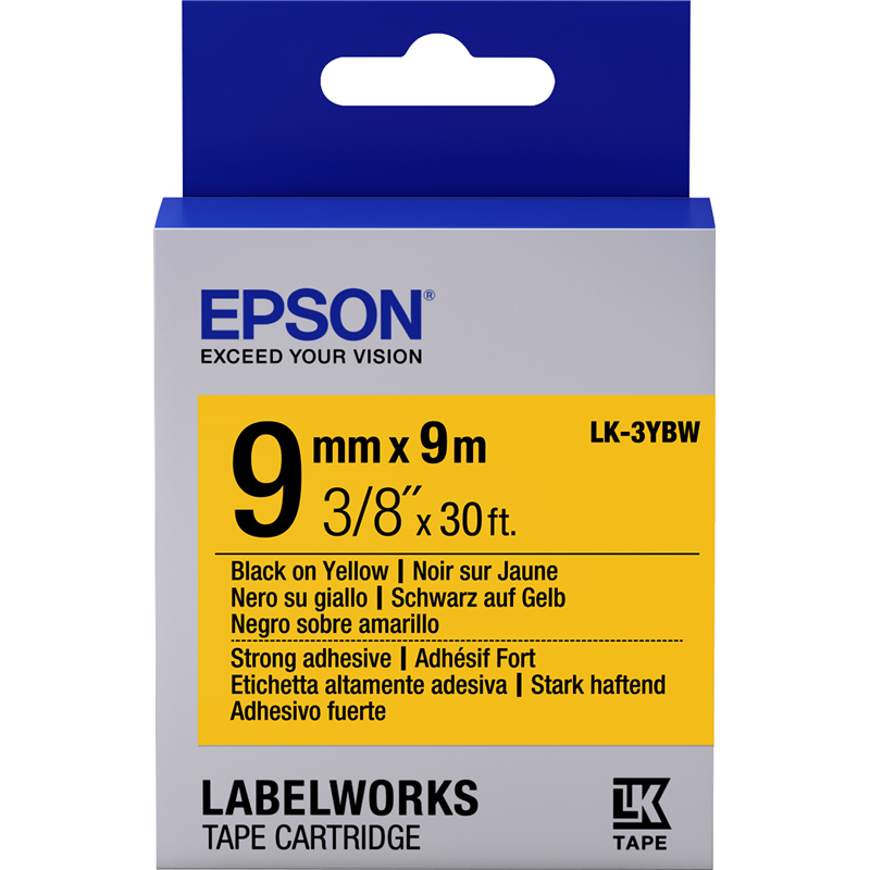 Epson Tape LK-3YBW Strng adh Blk/Yell 9/9