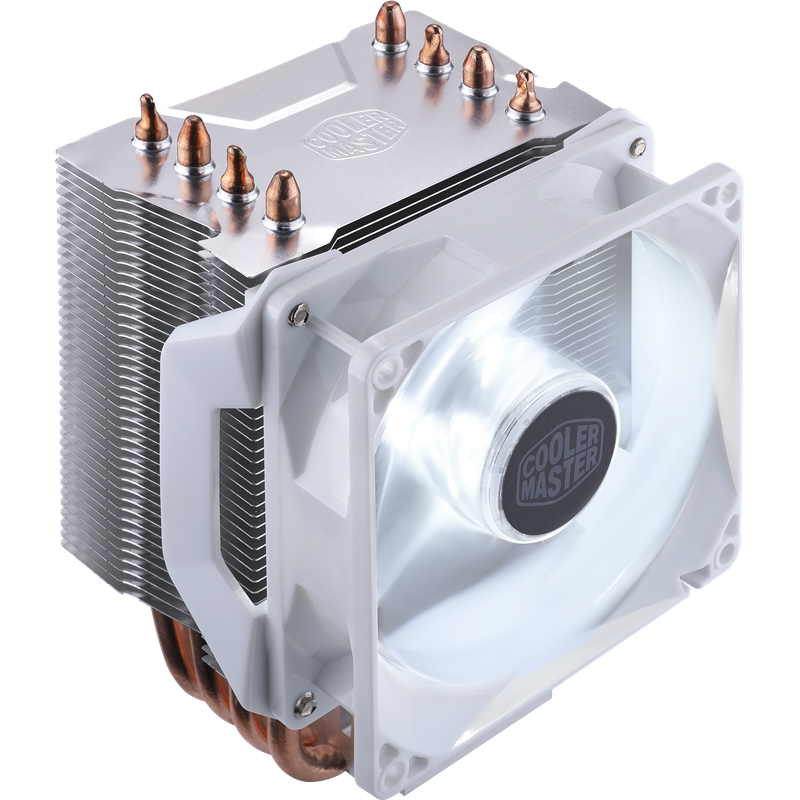 Cooler Master Hyper H410R White Edition (100W, 4-pin, 136mm, tower, Al/Cu, white LED, fans: 1x92mm/34.1CFM/29dBA/2000rpm, 2066/2011-v3/2011/1366/1200/115x/AM4/AM3+/AM3/AM2+/AM2/FM2+/FM2/FM1)