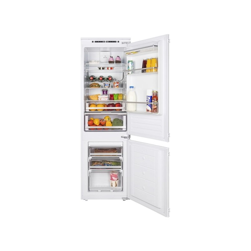 Холодильник встраиваемый MAUNFELD/ Тип: двухкамерный с статической системой в холодильном отделении и с системой NoFrost в морозильном отделении.Тип установки: встраиваемый. Общий/полезный объем, л: 251/246. Управление: Электронное. Класс энергопотреблени
