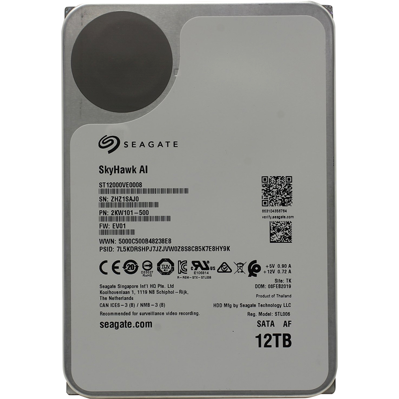 Жесткий диск/ HDD Seagate SATA 6Gb/s 12Tb SkyHawk 7200 256Mb 1 year ocs