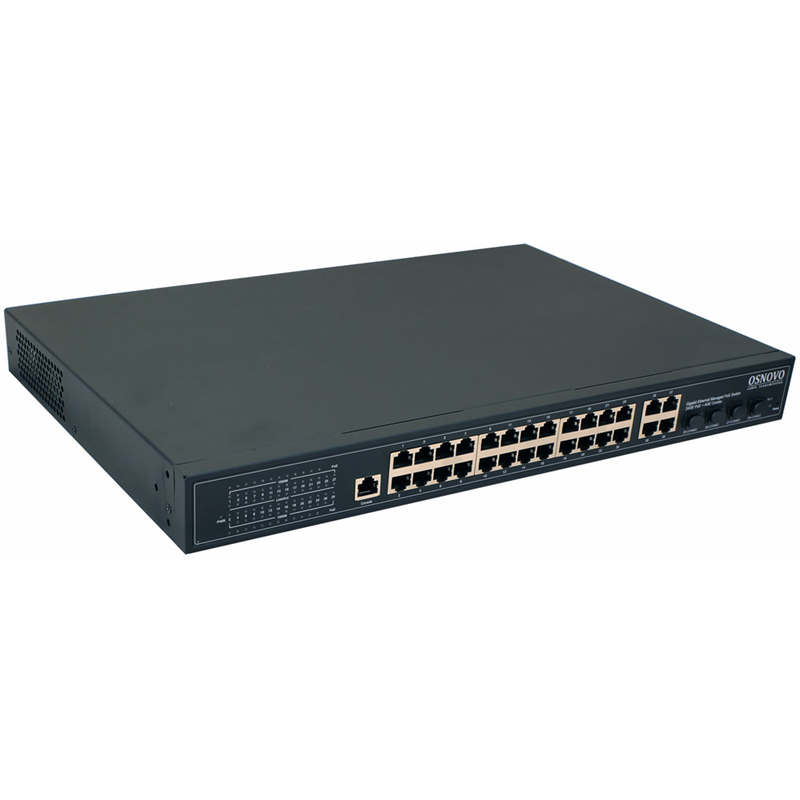 Коммутатор/ OSNOVO Управляемый L2 PoE коммутатор Gigabit Ethernet на 24 RJ45 PoE + 4 x GE Combo Uplink, до 30W на порт, суммарно до 400W