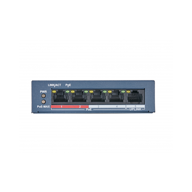 Сетевой неуправляемый коммутатор, 4 RJ45 100M PoE, 1 порт с высоким приоритетом; 1 Uplink порт 100М Ethernet; PoE: IEEE802.3af, IEEE802.3at; бюджет PoE 58Вт; поддержка режима передачи до 250м,10Мб/с, CAT5e; DC51В, 1.25A; 63Вт