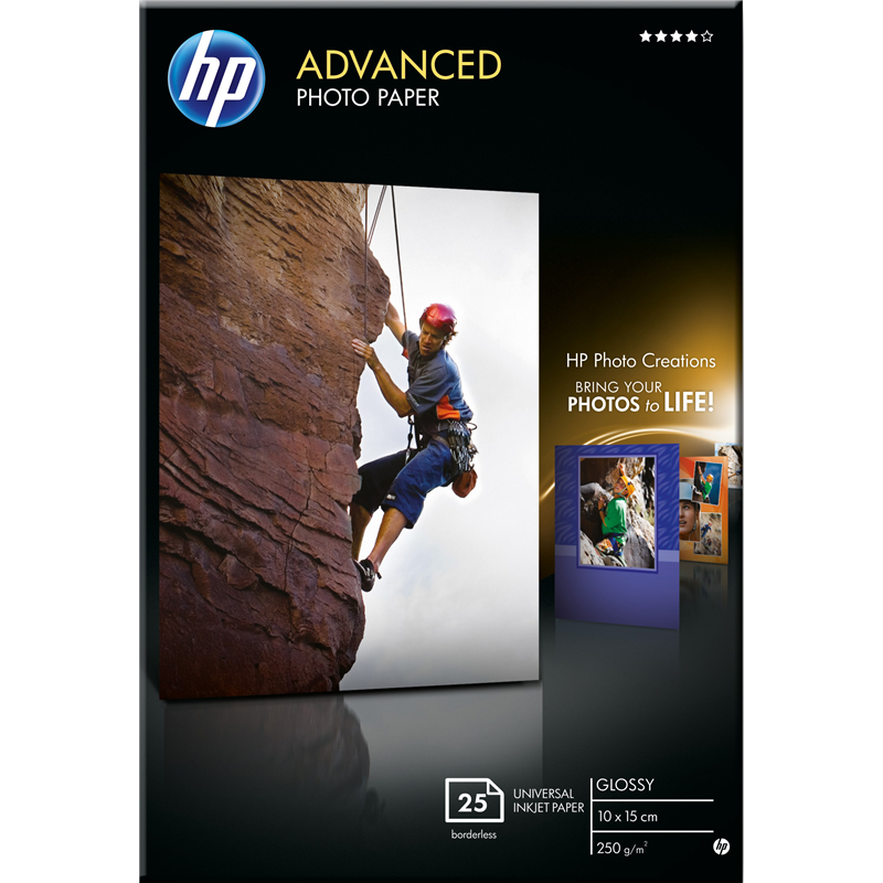 HP Advanced Glossy Photo Paper 250 g/m?-10 x 15 cm borderless/25 sht