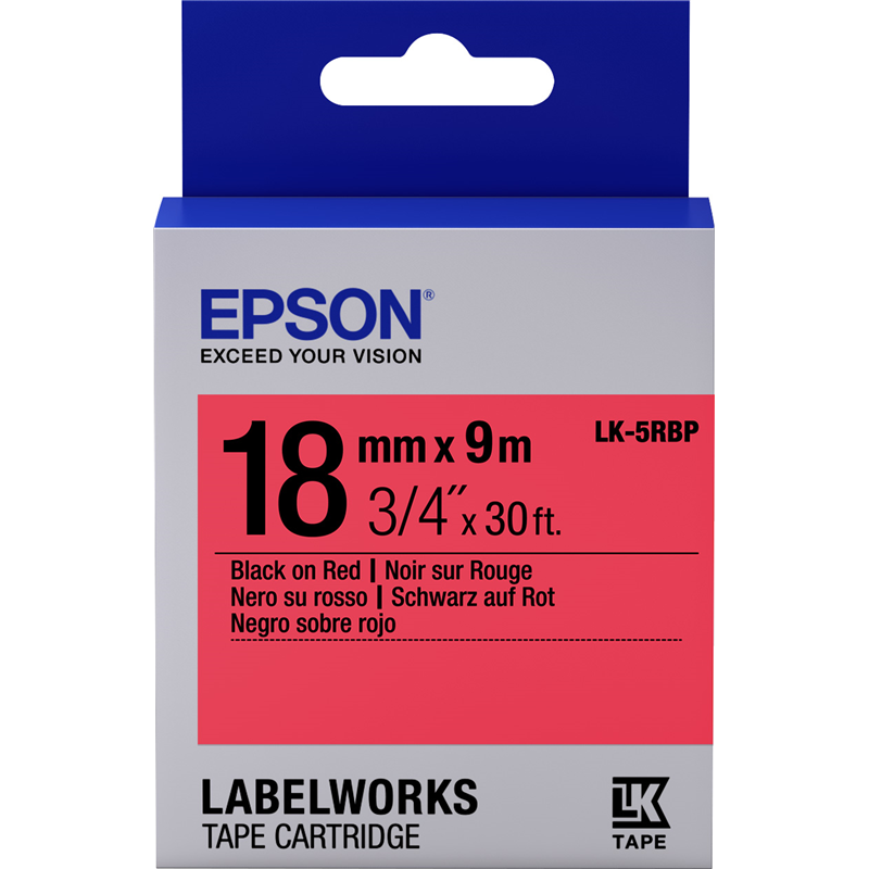 Epson Tape - LK5RBP Pastel Blk/Red 18/9