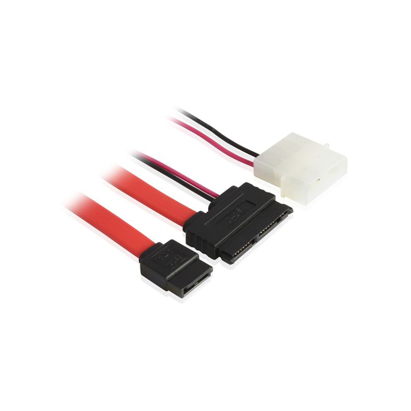 Комплект 0.5 m SATA-кабелей micro Greenconnect GC- ST307 micro SATA 16pin AM / SATAII до 3Gbps 7pin AF / Molex 4pin AM, пакет