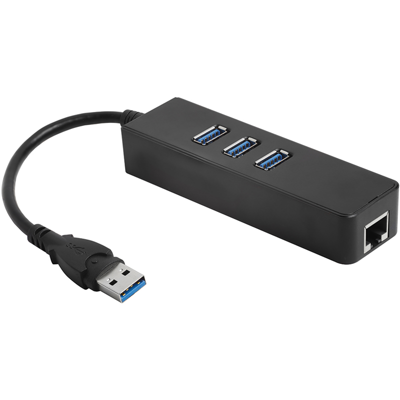 Greenconnect USB 3.0 Разветвитель на 3 порта + 10/100Mbps Ethernet Network GCR-AP04