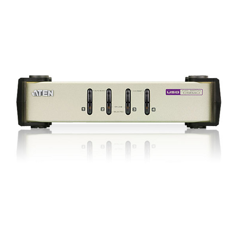 4-х порт. переключатель, электрон., KVM,  1 user PS2/USB+VGA =>  4 cpu PS2/USB+VGA, со шнурами PS2/USB 2х1.2+2х1.8м., 2048x1536, настол., без OSD, некаскад./ CUBIQ 4 PORT USB & PS/2 KVM SWITCH