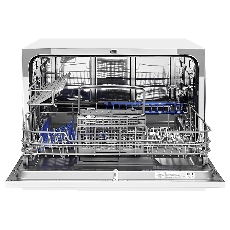 Настольная посудомоечная машина, ширина 55 см, 6 комплектов,электронное управление, 6 программ, 5 температурных режимов, 49дБ