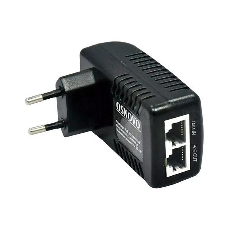 OSNOVO PoE-инжектор Gigabit Ethernet на 1 порт, мощность PoE - до 15.4W