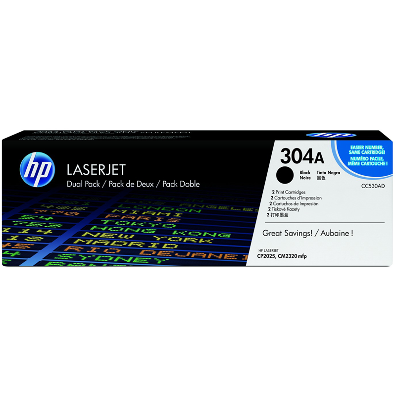 HP Color LaserJet CC530A Dual Pack Black Print Cartridges