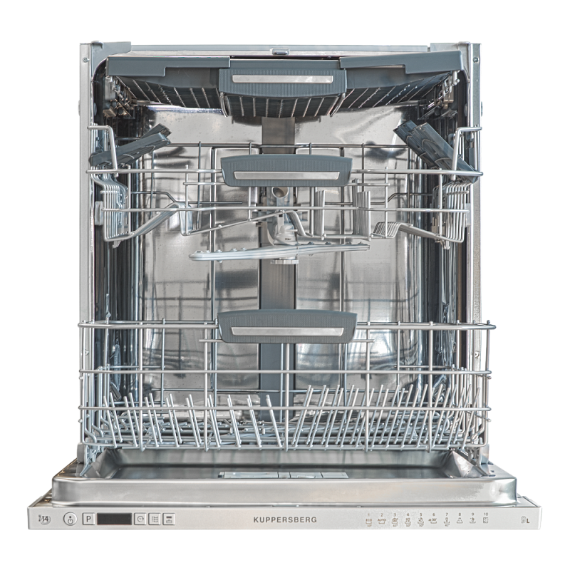 Встраиваемая посудомоечная машина Kuppersberg/ Полноразмерная,  Посудомоечная машина полностью встраиваемая,  ширина Полноразмерная,  14 комплектов, электронное управление, цифровой дисплей, отсрочка старта, 10 программ, 3 температурных режима, Луч на пол