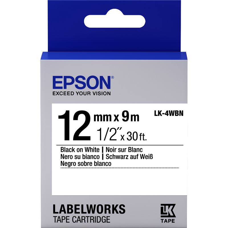 Epson LK-4WBN9 Std Blk/Wht 12/9